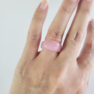 Pink Solid Stone/Glass? Mult Faceted Cut Fashion Ring Y2K Jelly ring Look-a-like